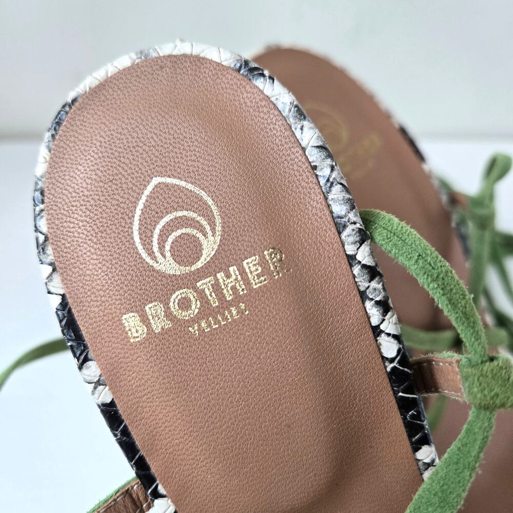 Brother Vellies NEW Snakeskin Wood Globe Lace-Up Ankle Strap Sandal Heels Size 9 - Picture 8 of 16